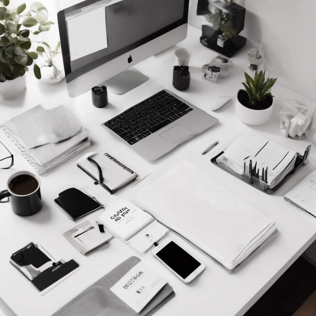 A black and white image of an organised desk that is calm organised and prepared using File of Life